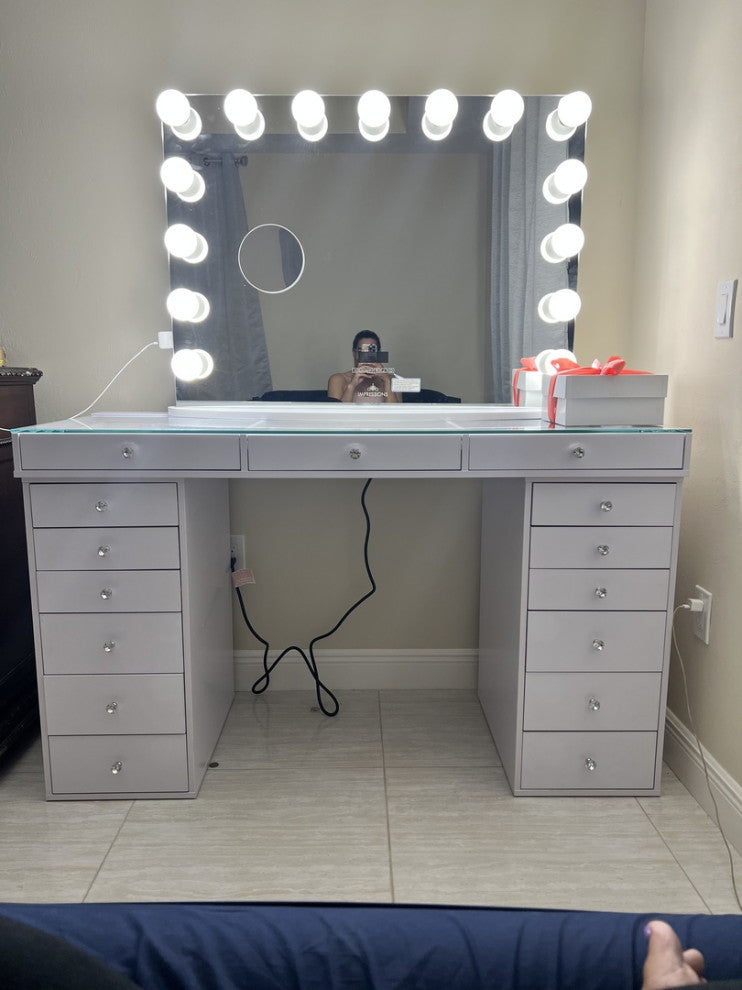 SlayStation Pro 2.0 Tabletop and Drawers Bundle, Bright White, 6 Drawers