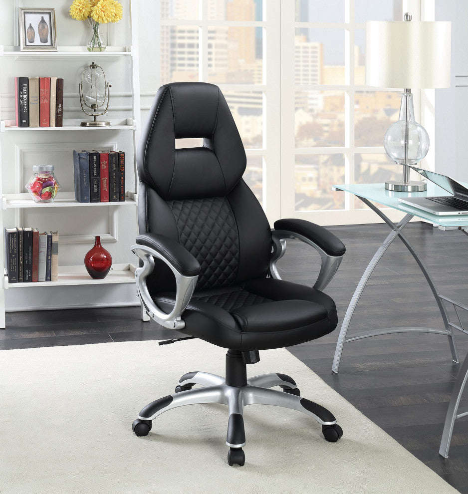 Adjustable Height Leatherette Office Chair, Black