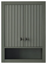 Vanity Art 24" Wall Mounted Bathroom Storage Cabinet, Linear Vintage Green, Matte Black Handle
