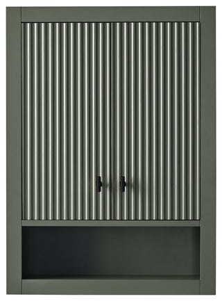 Vanity Art 24" Wall Mounted Bathroom Storage Cabinet, Linear Vintage Green, Matte Black Handle
