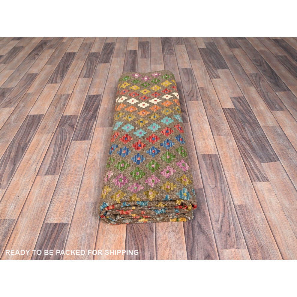 Colorful, Extra Soft Wool, Hand Woven, Afghan Kilim, Oriental Rug, 7'x9'8"