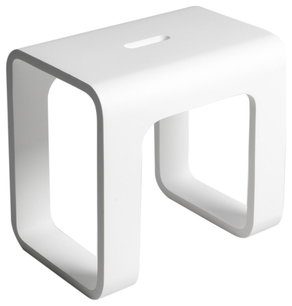 White Matte Solid Surface Resin Bathroom/Shower Stool, Solid