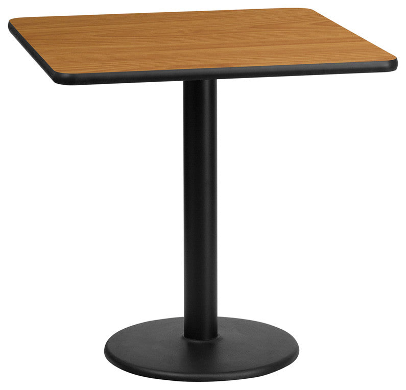 24" Square Natural Laminate Table Top With 18" Round Table Height Base
