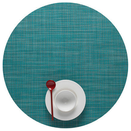 Mini Basket Table Mat, 15" Round, Turquoise