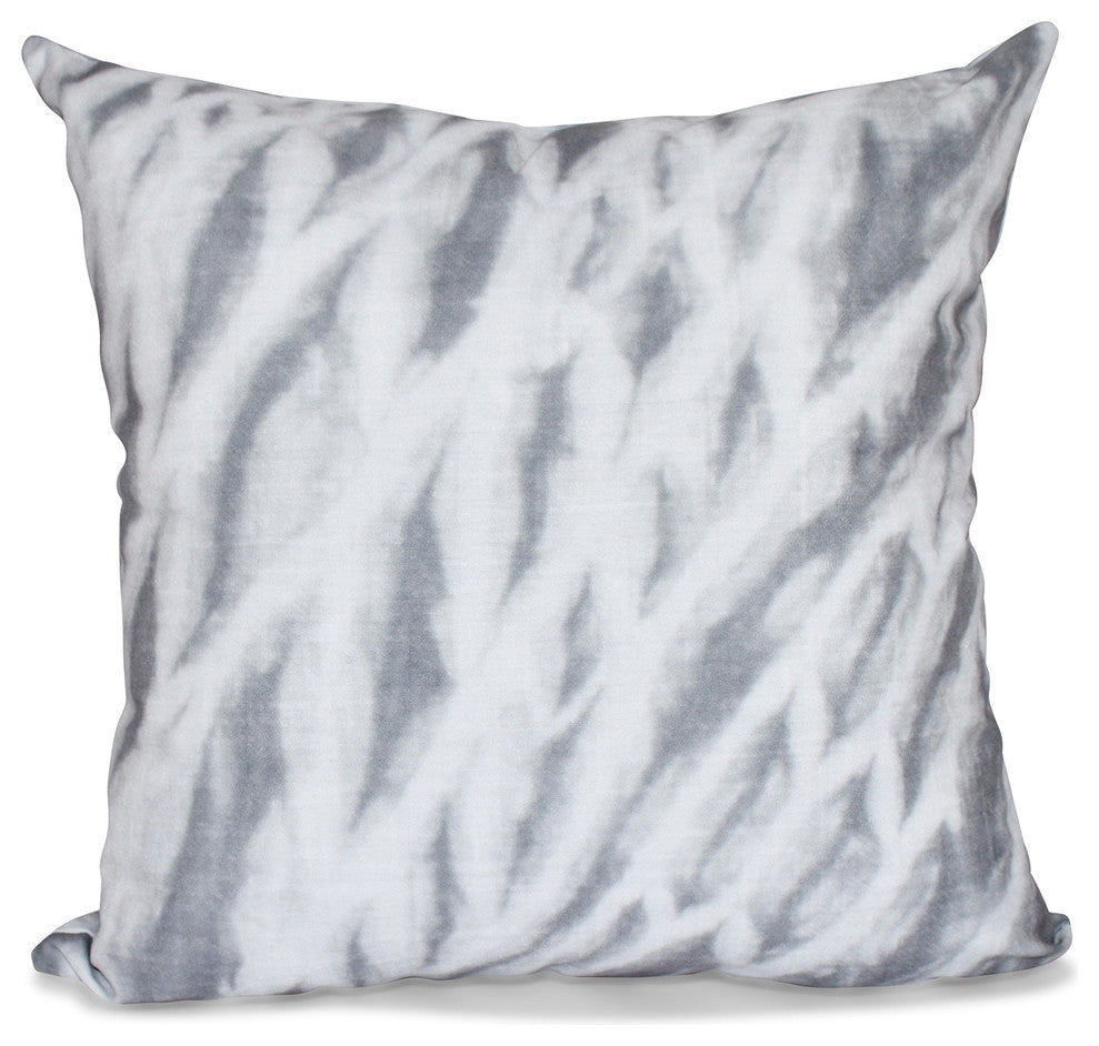 Shibori Stripe, Geometric Print Pillow, Gray, 18"x18"
