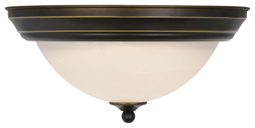 Stevens 15-in W LED Vintage Bronze Flush Mount Ceiling Light Fixture White Glass