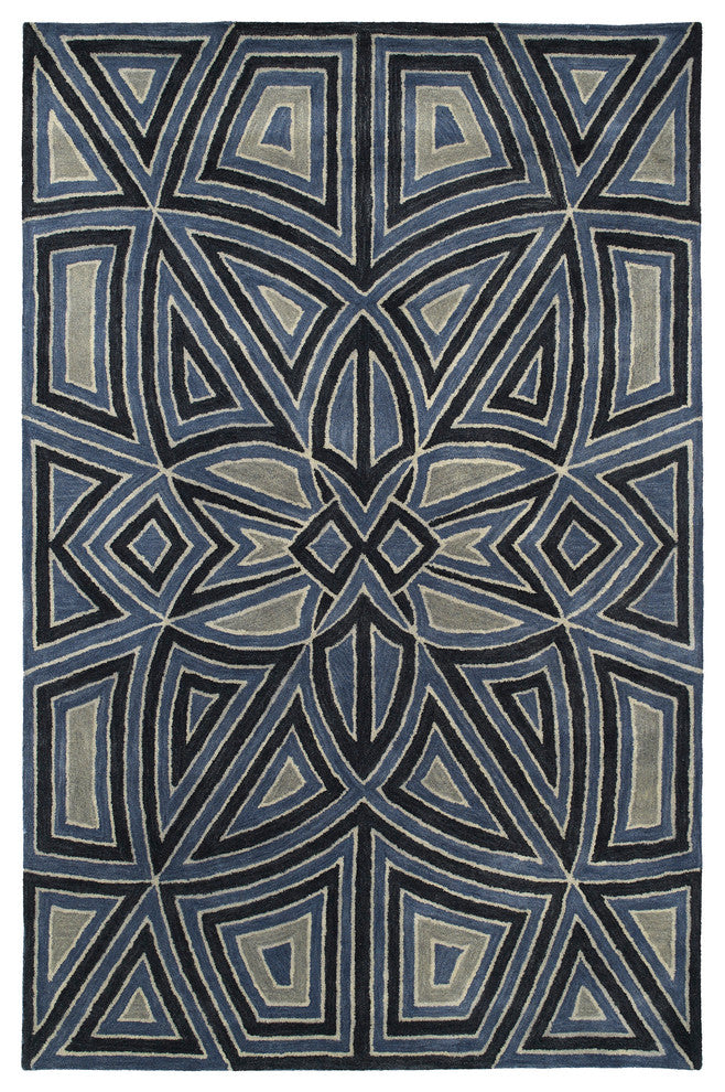 Kaleen Hand-Tufted Rosaic Wool Rug, Periwinkle, 9'6"x13'