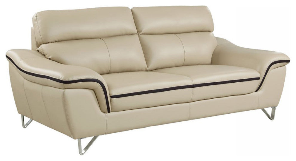 69''x36''x40'' Modern Beige Leather Sofa And Loveseat