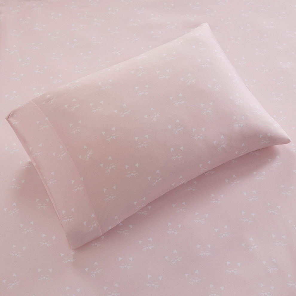 Intelligent Design Novelty Print Sheet Set, Pink Cats