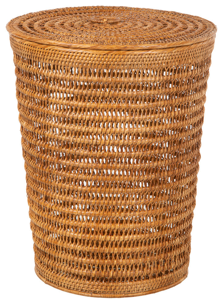 Cambria Rattan Laundry Hamper With Liner, Honey Brown