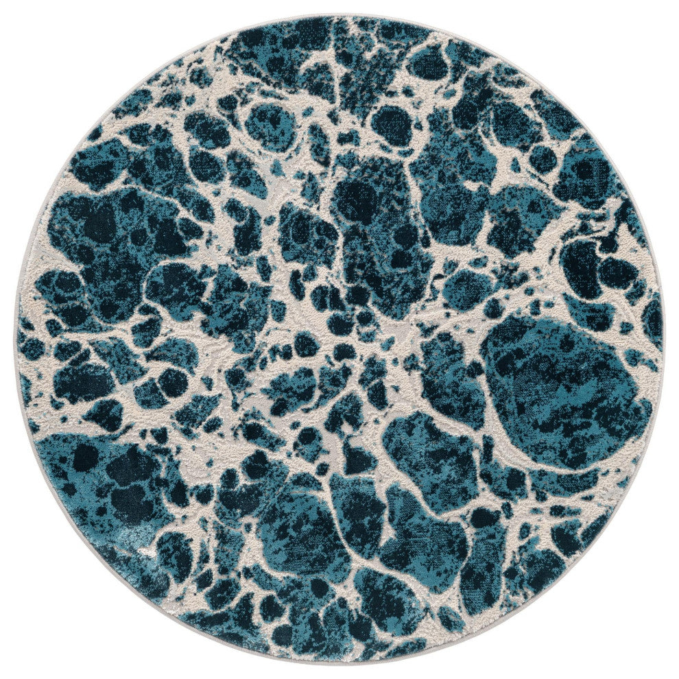Unique Loom Oasis Breeze Area Rug, Blue, 4' 0 X 4' 0 Round