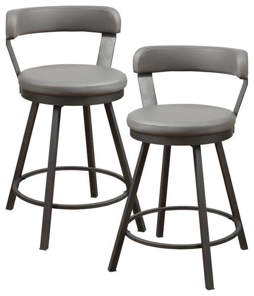 Catania Metal Swivel Counter Height Chair in Gray (Set of 2)
