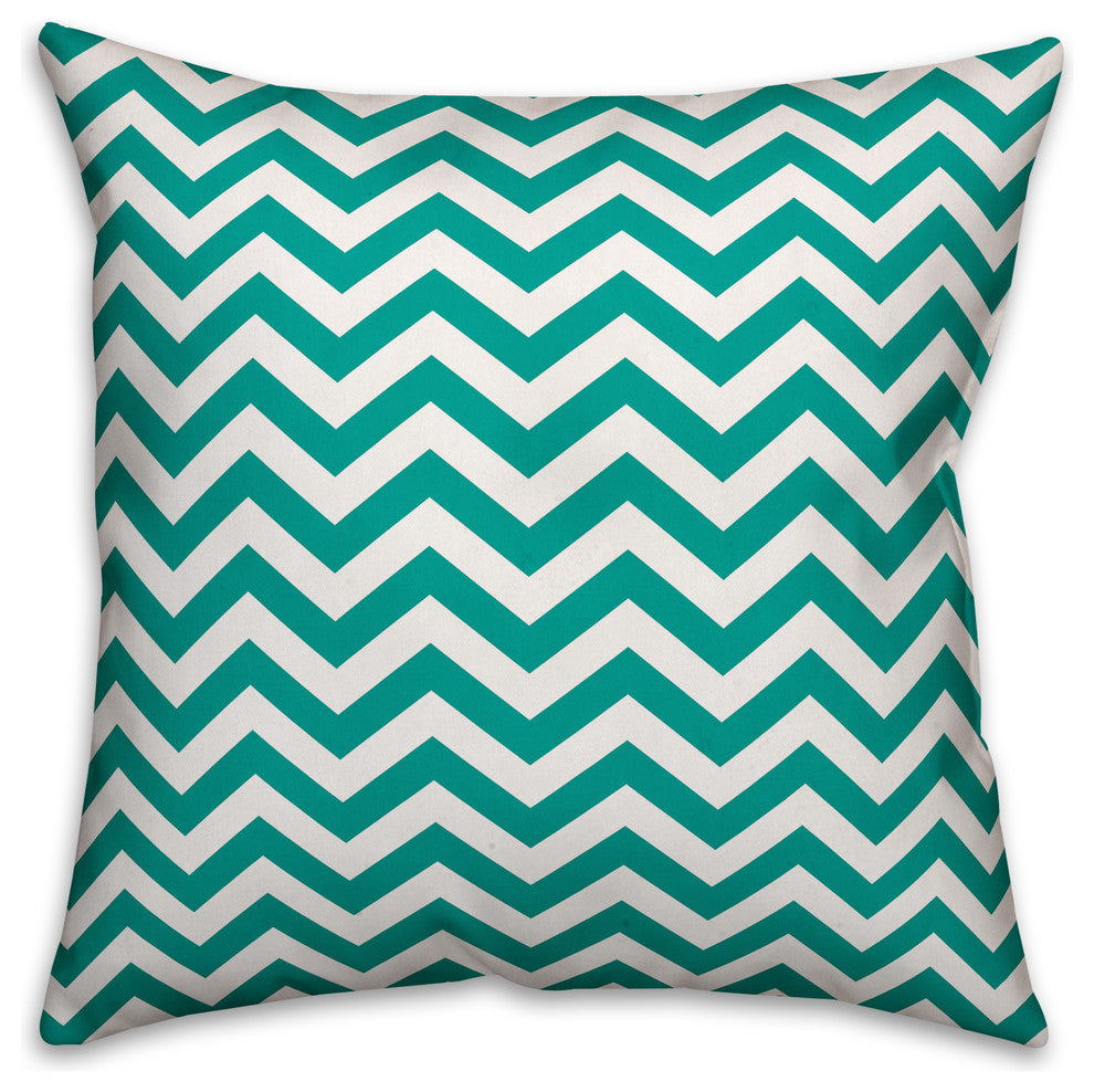 Teal Chevron Spun Poly Pillow, 18x18