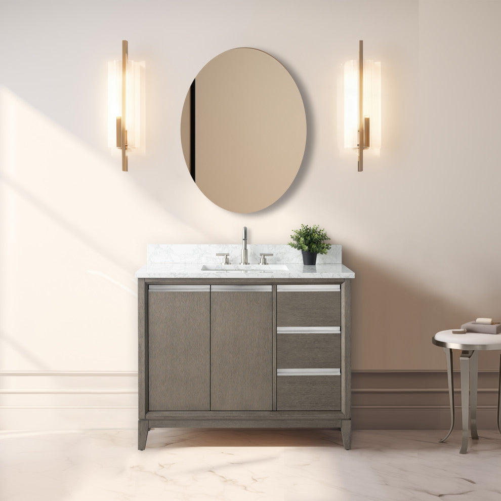 Vanity Art Bathroom Vanity With Sink, Driftwood Gray, 42" Single