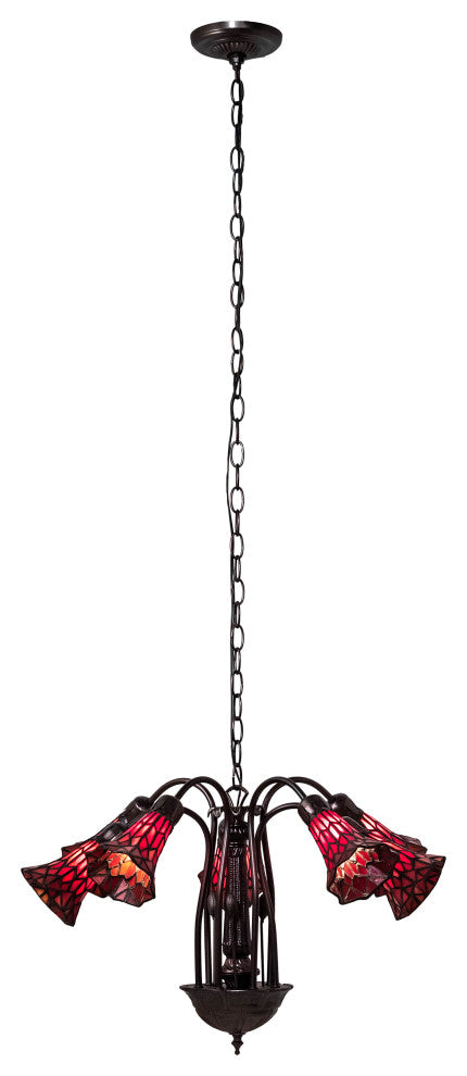 24 Wide Tiffany Pond Lily 7 Light Chandelier