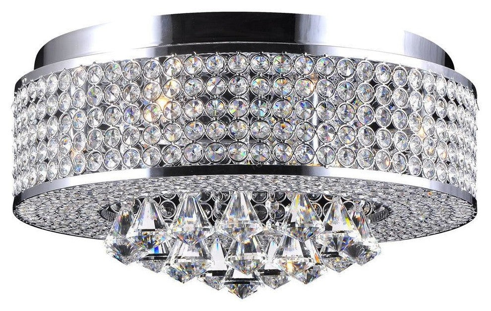 4-Light Round Chrome Flush Mount Chandelier
