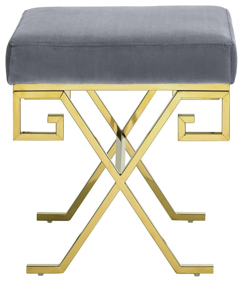 Twist Velvet Bench Gold Gray