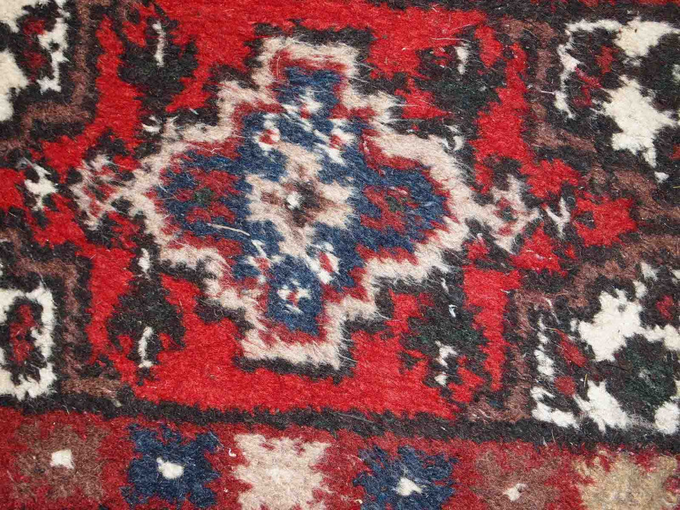 Handmade vintage Persian Hamadan rug 1.3' x 1.9' (40cm x 59cm) 1970s