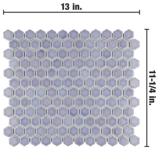 Hudson 1" Hex Lavender Porcelain Floor and Wall Tile