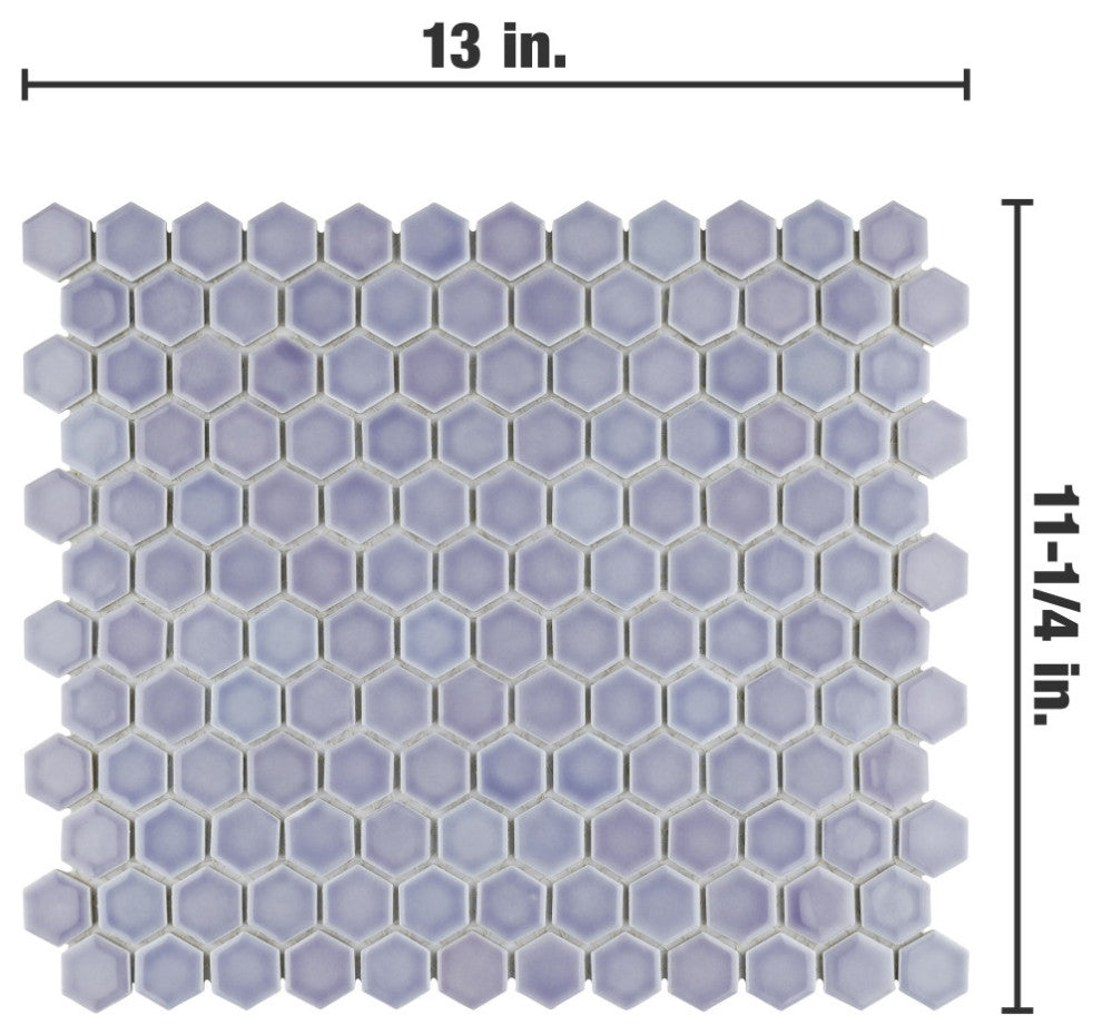 Hudson 1" Hex Lavender Porcelain Floor and Wall Tile
