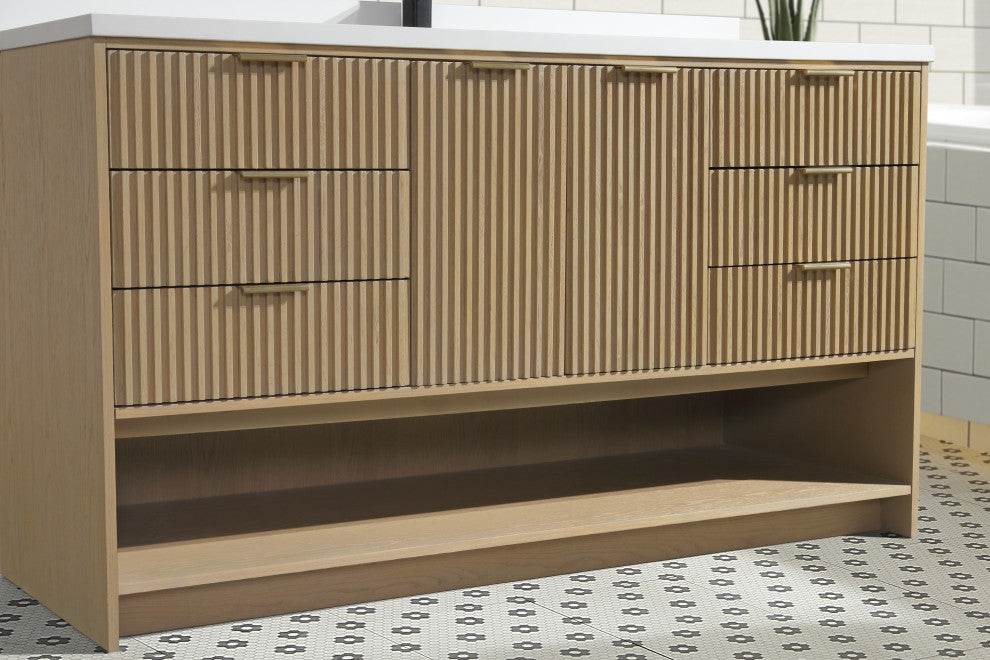 Ari Kitchen and Bath San Diego Bath Vanity, Oak, 60", Freestanding