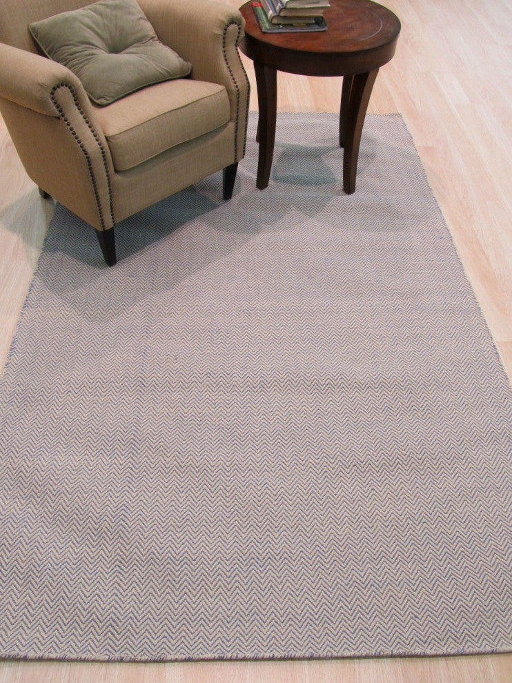 Hand-Tufted Wool Ivory Transitional Chevron Chevron Rug, 7'9x9'9