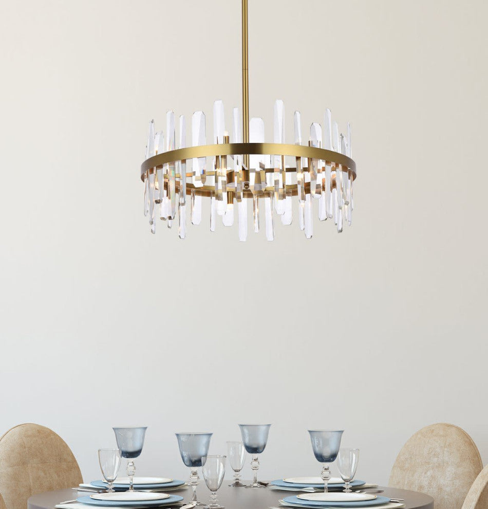 Elegant Lighting 2200D25 Serena 14 Light 25"W Crystal Drum - Black