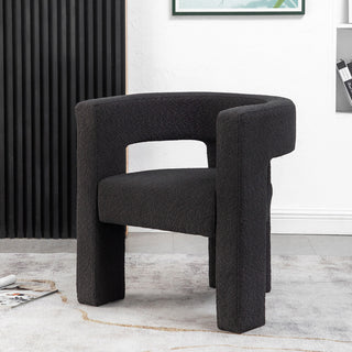 28" Wide Boucle Upholstered Square Armchair, Dark Gray
