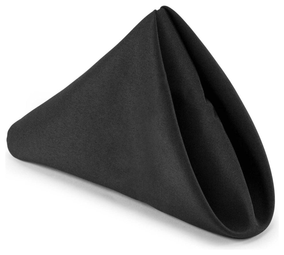 1 Dozen 17" Cloth Dinner Table Napkins for Weddings - Polyester Fabric Black