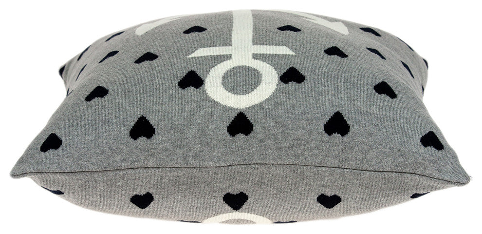 HomeRoots Grey White and Black Nautical Anchor Pillow Cover