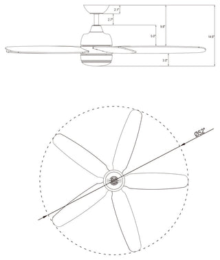 52" Indoor LED Ceiling Fan with Remote Control, Reversible Motor