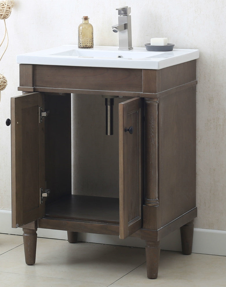 24" Weathered Gray Sink Vanity, No Faucet