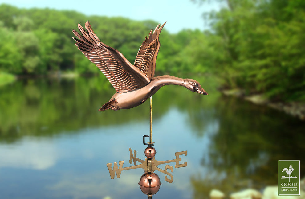 Feathered Goose Weathervane, Pure Copper
