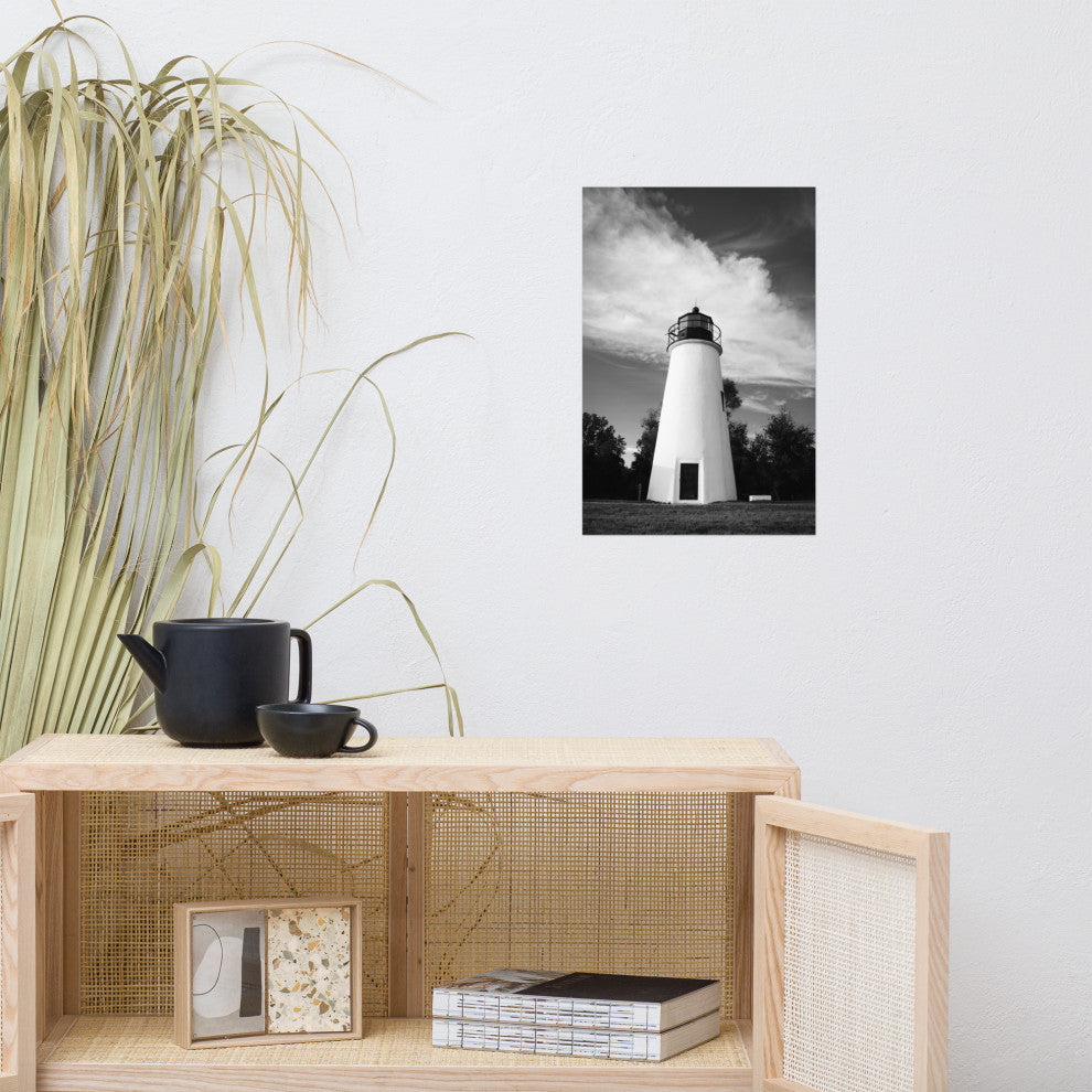 Touch the Sky Landscape Photo, Lighthouse Unframed Wall Art Print, 12" X 18"