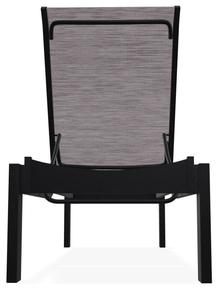 Leeward Sling Stackable Outdoor Chaise Lounge, Fossil/Black