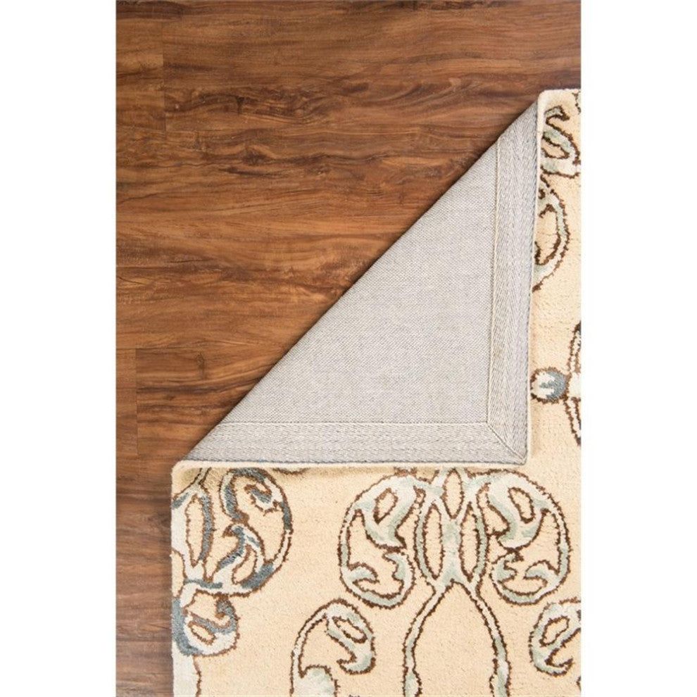 Linon Aspire Cameo Hand Tufted Wool 5'x8' Rug in Cream