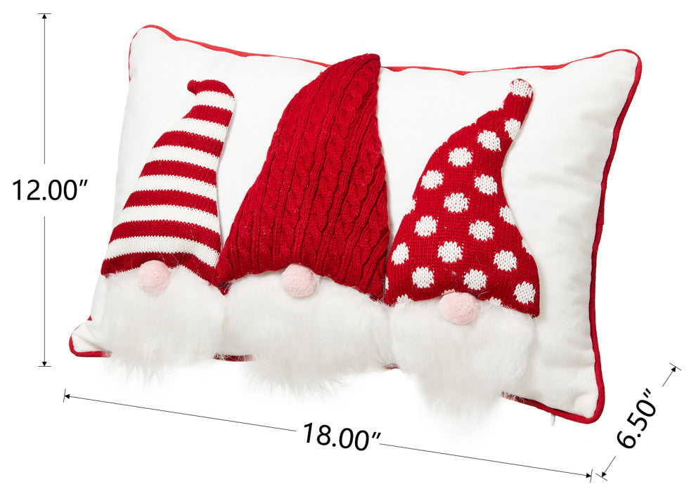18''L 3D Heavy Cotton Knitted Gnome Pillow