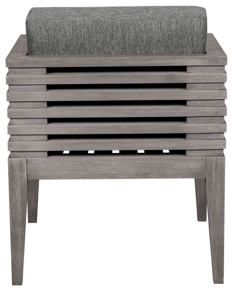 Vivid Outdoor Patio Dining Chair, Gray Eucalyptus Wood Gray Olefin Cushions