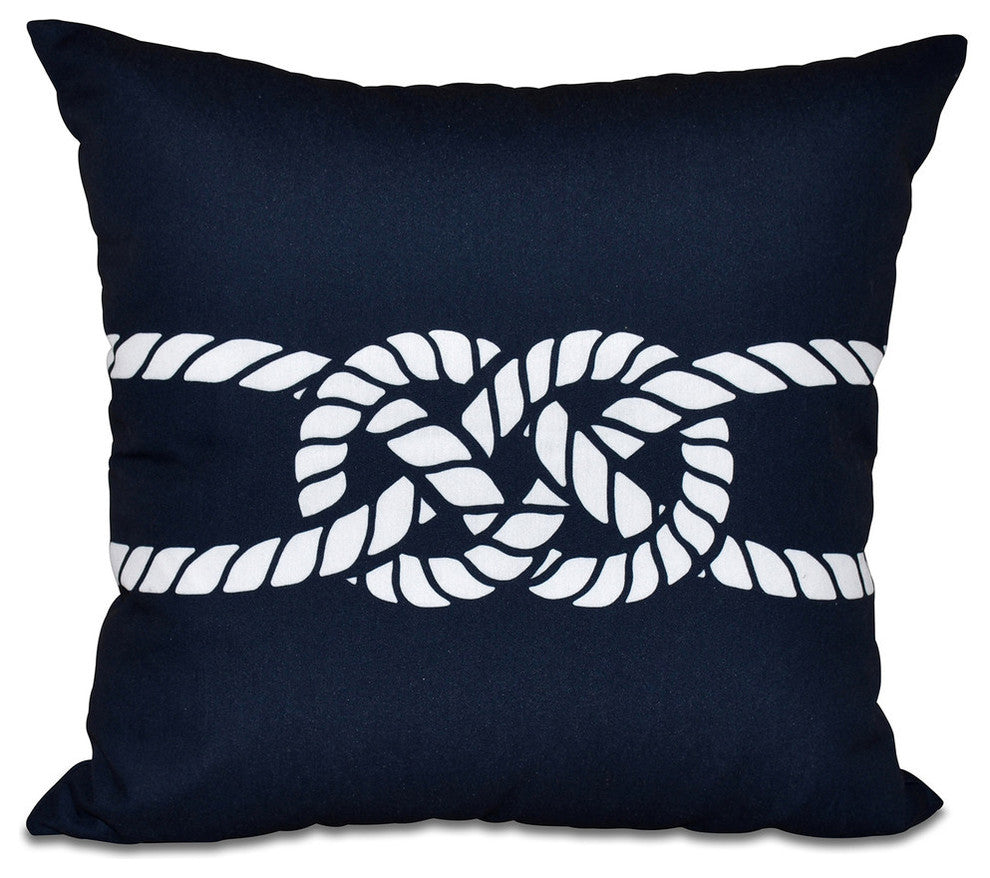 Carrick Bend, Geometric Print Pillow, Navy Blue, 16"x16"