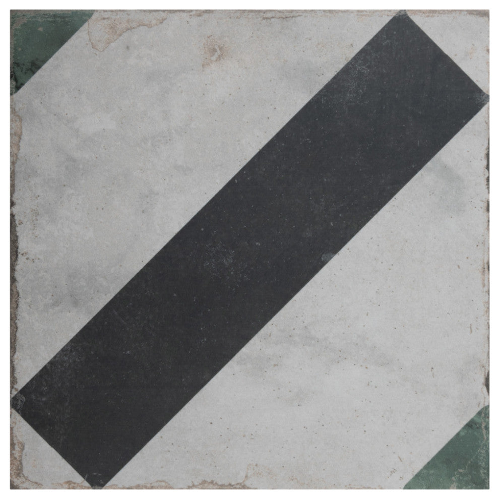 Renaissance Deco Emerald Frame Porcelain Floor and Wall Tile