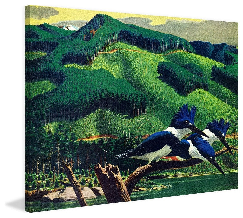 "Kingfishers" Painting Print on Wrapped Canvas