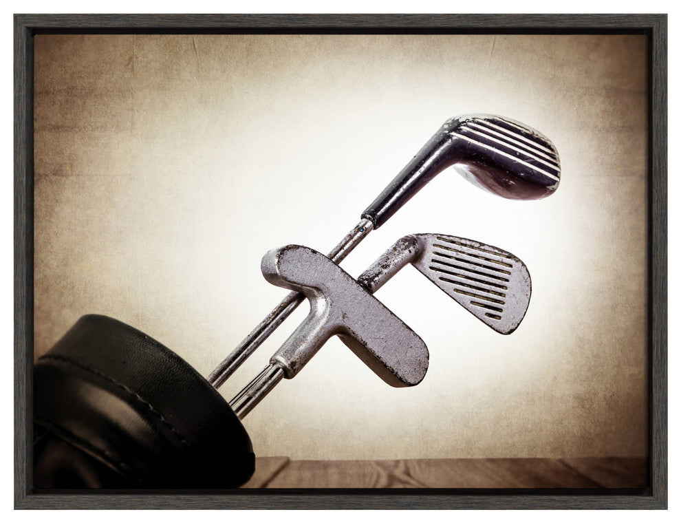Sylvie Golf Clubs Framed Canvas by Shawn St. Peter, Gray 18x24