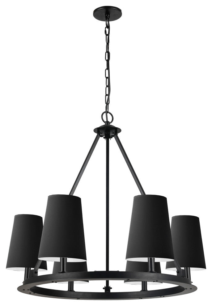 Colby Transitional 6 Light Matte Black Black Metal Chandelier