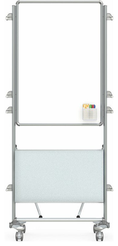 Ghent's Ceramic 39" x 26" Nexus Easel Plus Mobile with 2 Sided Mag. Whiteboard