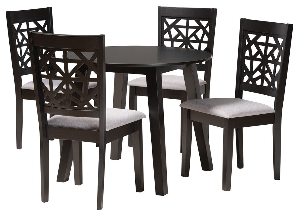 Merit 5-Piece Dining Set, Gray/Dark Brown