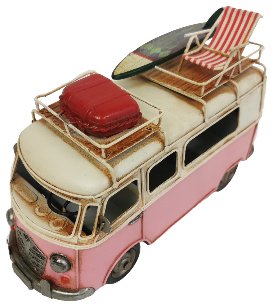VW Pink Metal Bus Decor