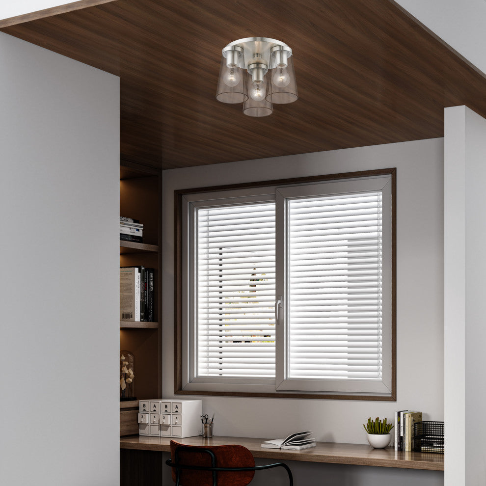 Cityview 3 Light Brushed Nickel Large Flush Mount