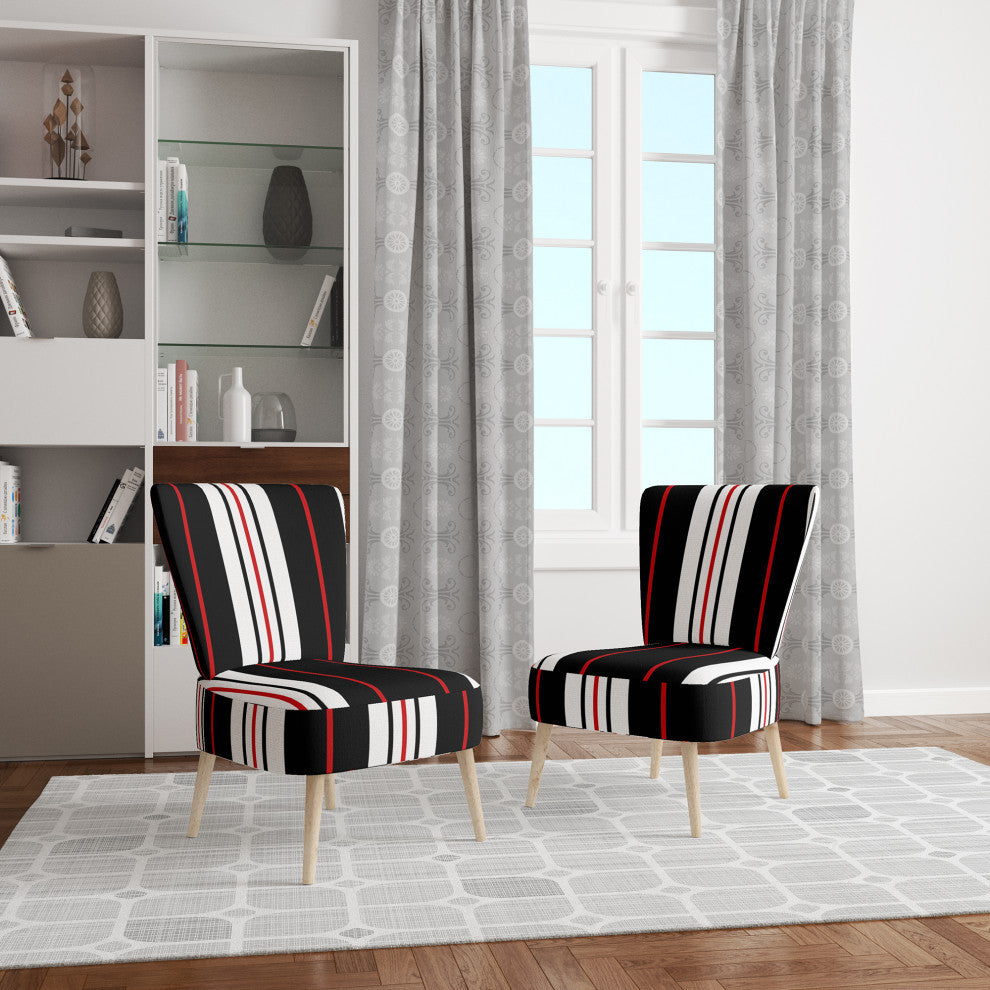 Black and White Striped Pattern Chair, Side Chair