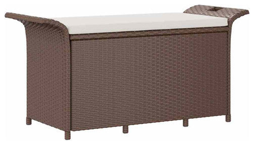 vidaXL Patio Storage Bench with Cushion, Ottoman Bench, 45.7-Inches Long, Brown