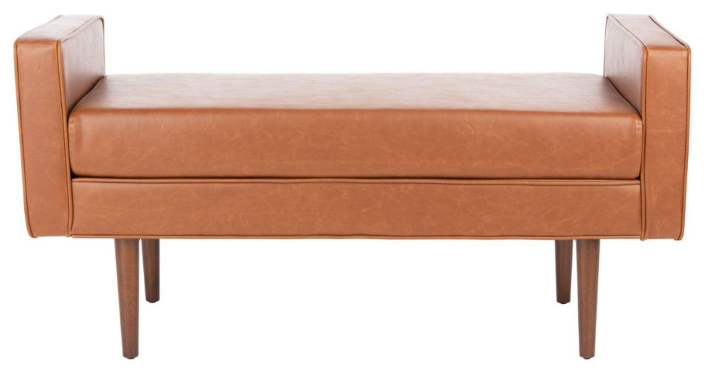 Safavieh Henri Midcentury Bench, Light Brown/Walnut
